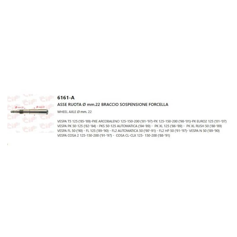 Front Axle 22mm PX/T5/Cosa