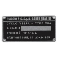 VIN plate Piaggio V5A